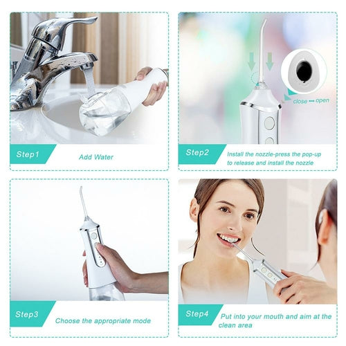 Rechargeable Cordless Water Flosser with High Capacity 350ml Tank