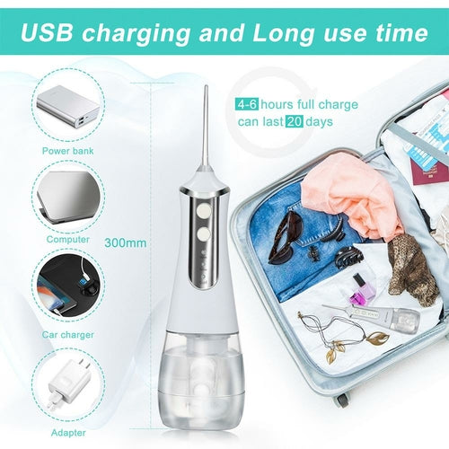 Rechargeable Cordless Water Flosser with High Capacity 350ml Tank