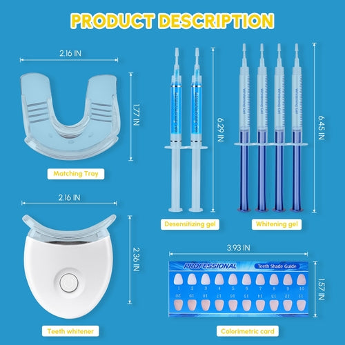 LED Tooth Whitening Kit with Desensitizing Gel and LED Light Mouthpiece