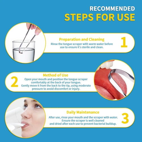 Stainless Steel Fresh Breath Tongue Scraper 2pk