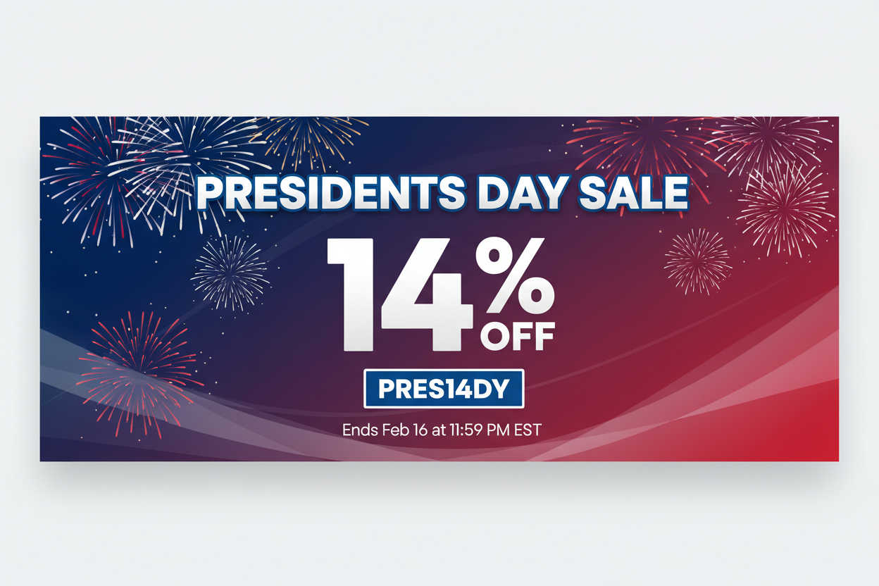 Presidents Day Sale Banner - PRES14DY with End Date