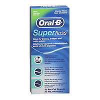 Oral-B Super Floss Pre-Cut Dental Floss Strands, Mint, 50 ct, 3 Pack